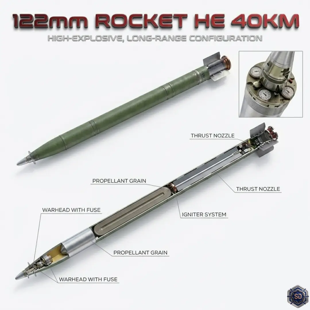 Sincom Defense 122mm GRAD Rocket HE 40km range high-explosive artillery ammunition